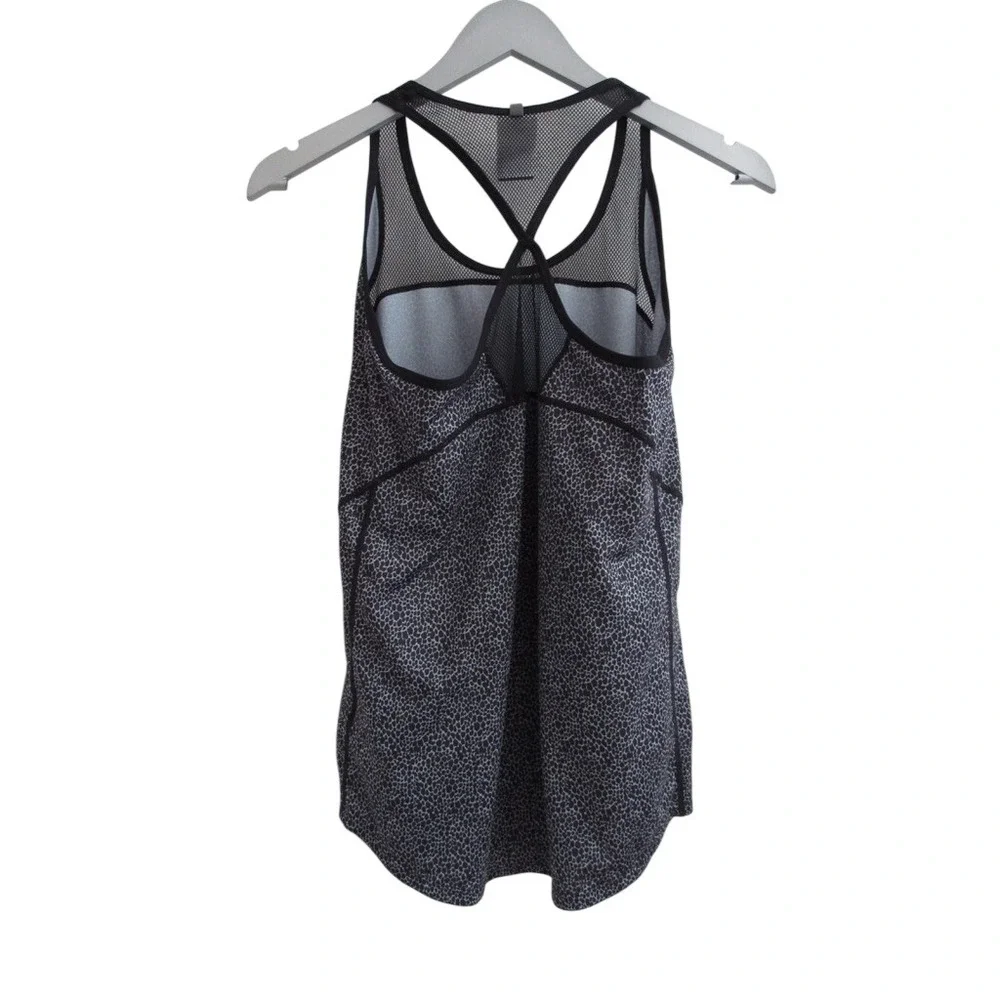 Nike Active Running Racerback Tank Top Dri-Fit Small Black Gray Animal Print‎